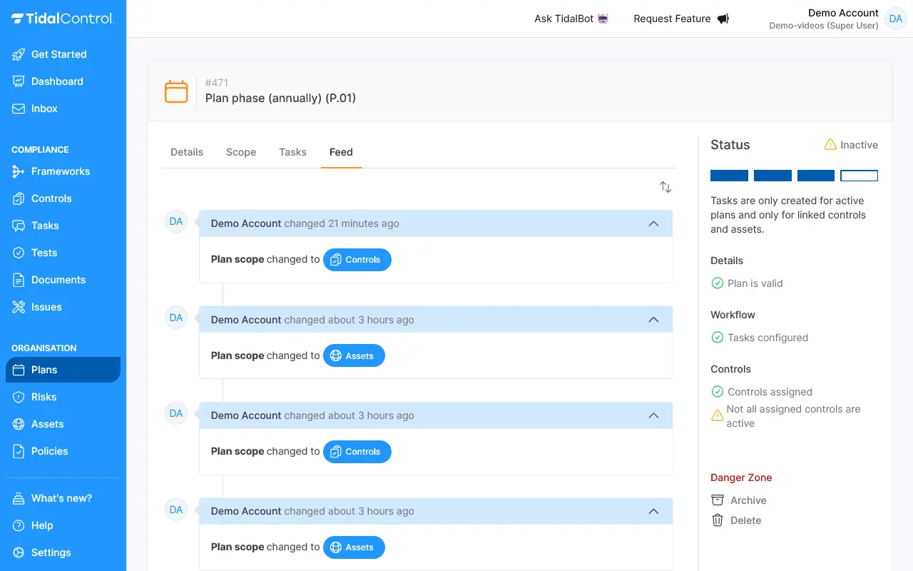 Clicking on a plan feed
